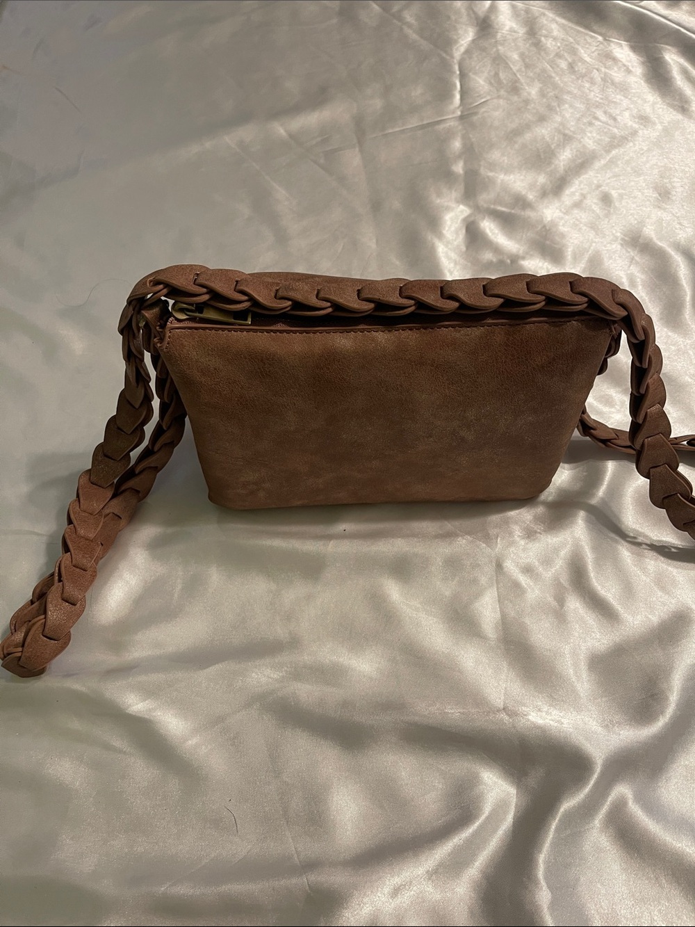 Anthropologie Brown Suede Crossbody with Braided Strap
